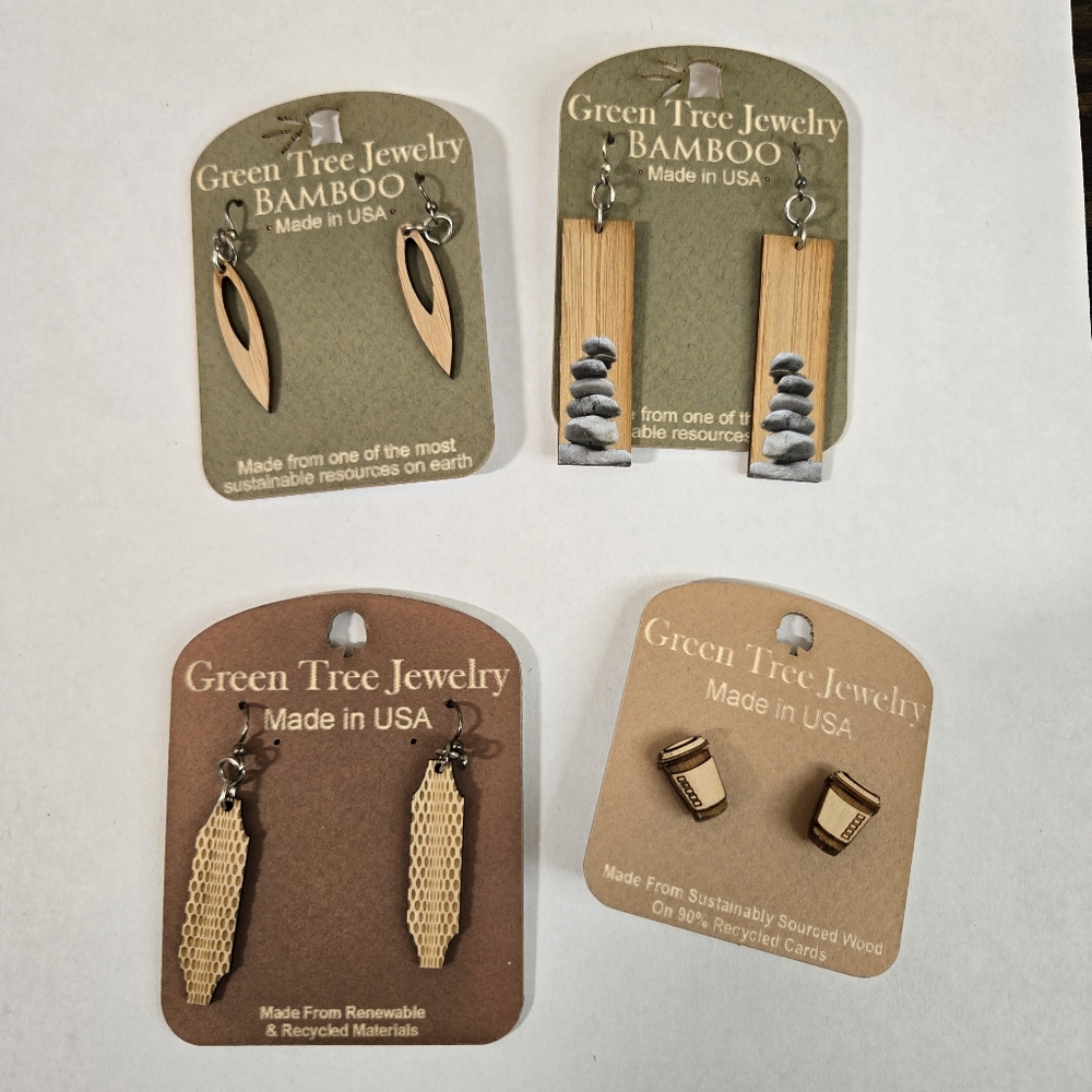 Wood Earrings Lot Sustainable Bamboo Fairy Grunge Gremlin Gorpcore 5
